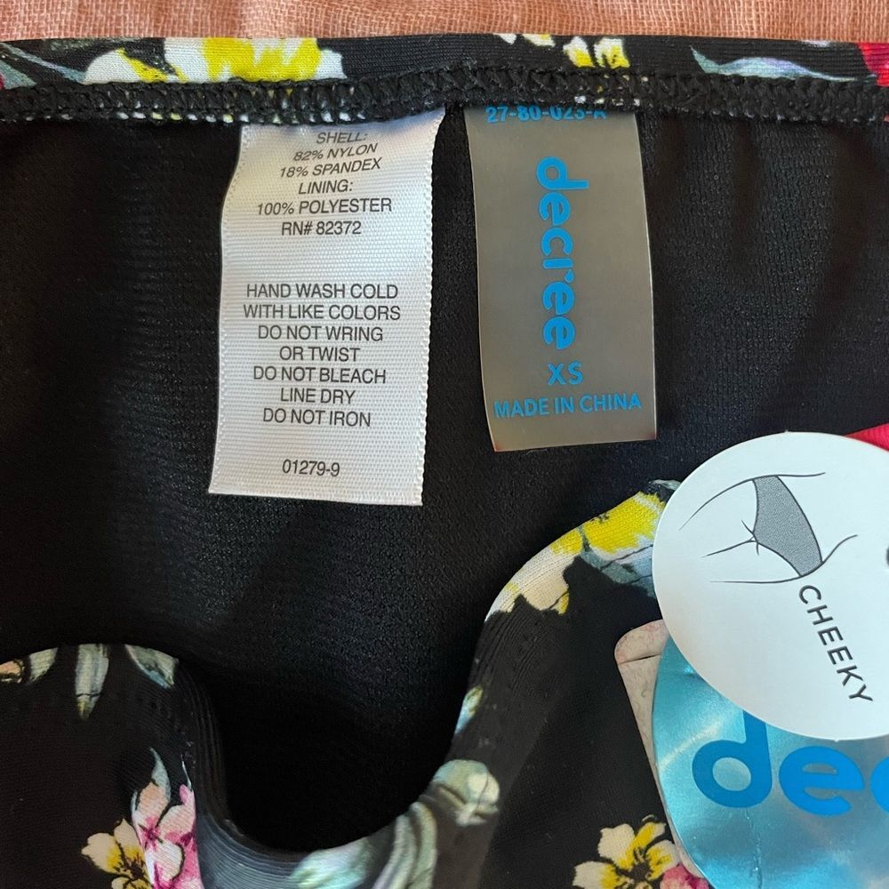 NWT Decree Floral HighWaist Cheeky Bikini bottom swimwear XS - Picture 2 of 3